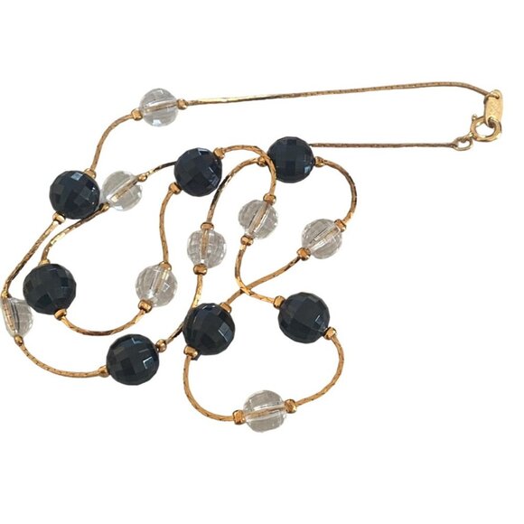 Trifari 11" Gold Tone Chain with Plastic Faceted Beads Dainty - Picture 3 of 4